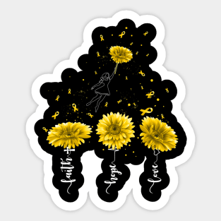 Faith Hope Love Yellow Sunflower Childhood Cancer Awareness Sticker